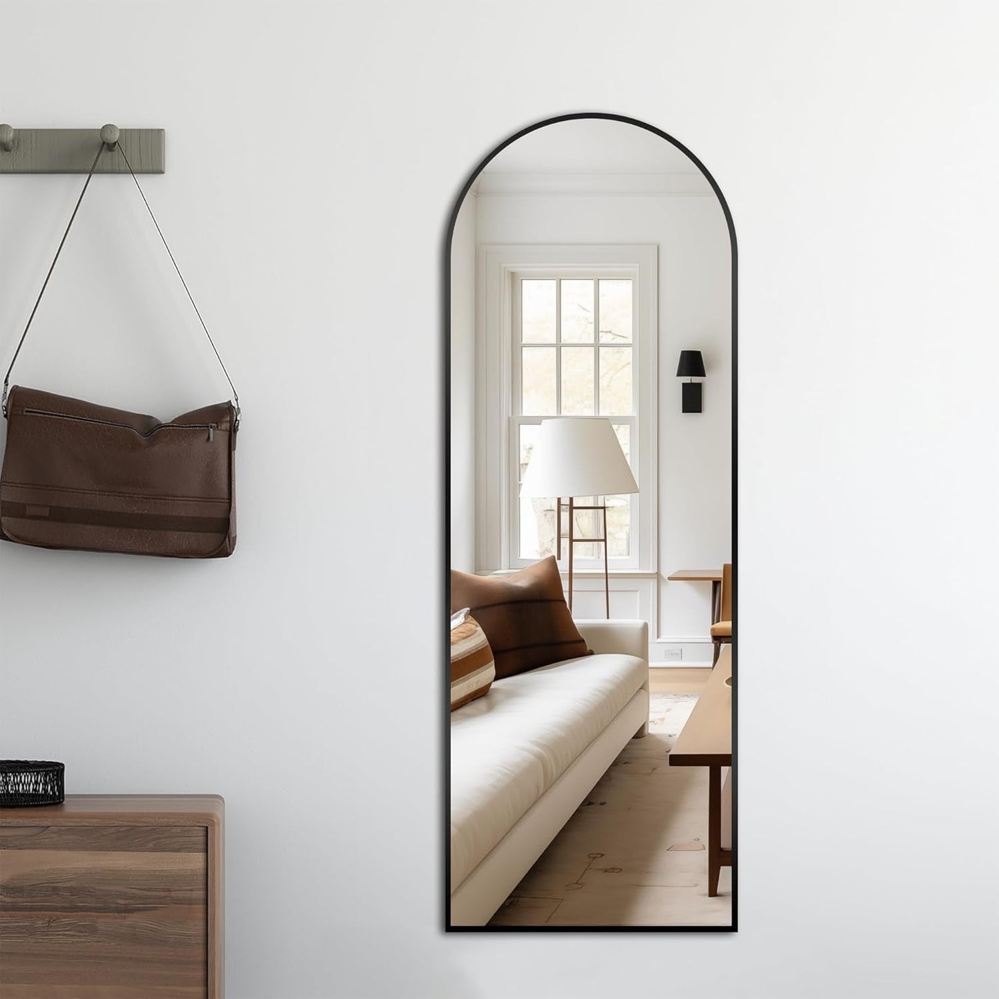 Arched Mirror Full Length,Standing Mirror,Large Floor Mirror with Stand for Wall Entryway Door Bedroom Bathroom Living Room-4