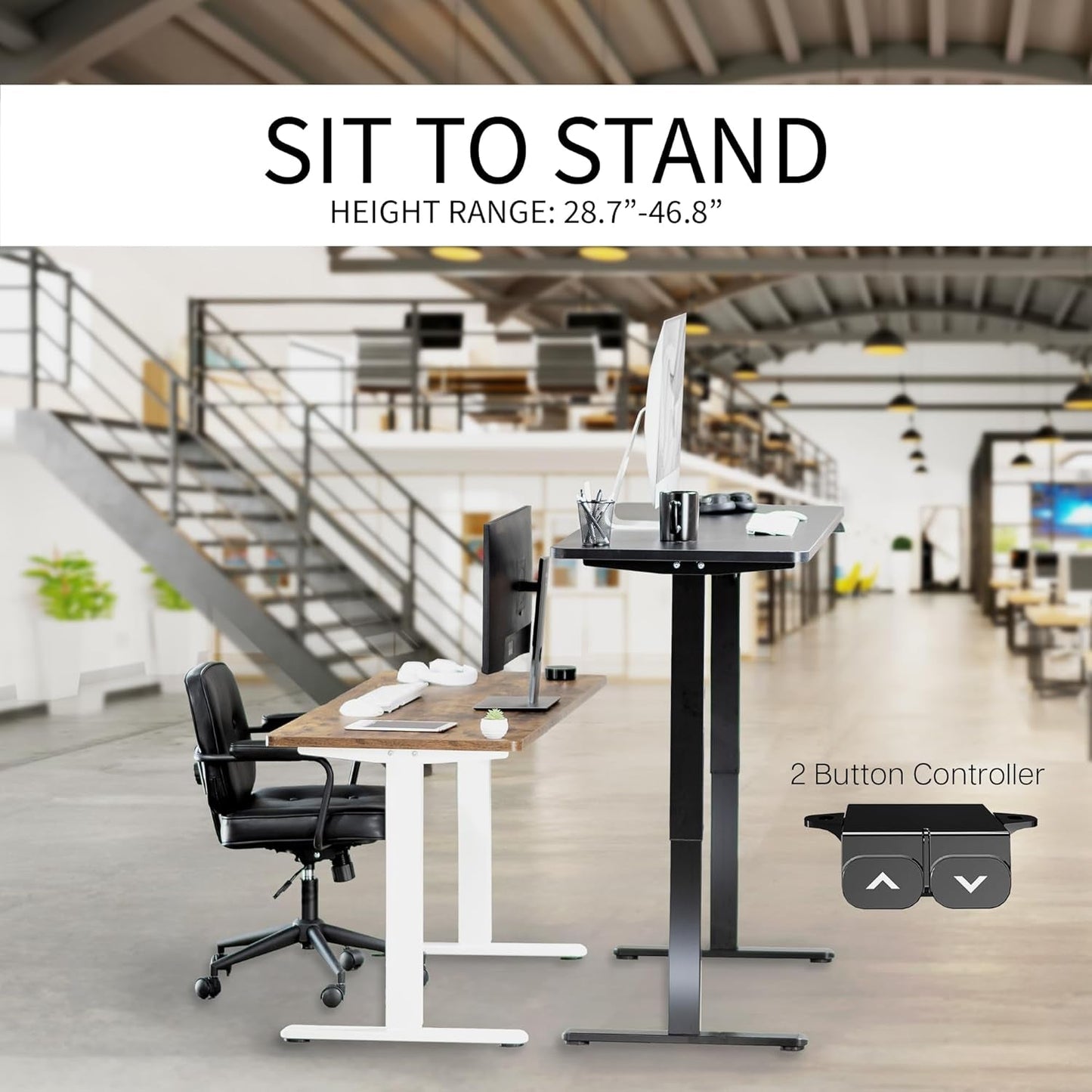 60" Black Electric Stand Up Desk Adjustable-4