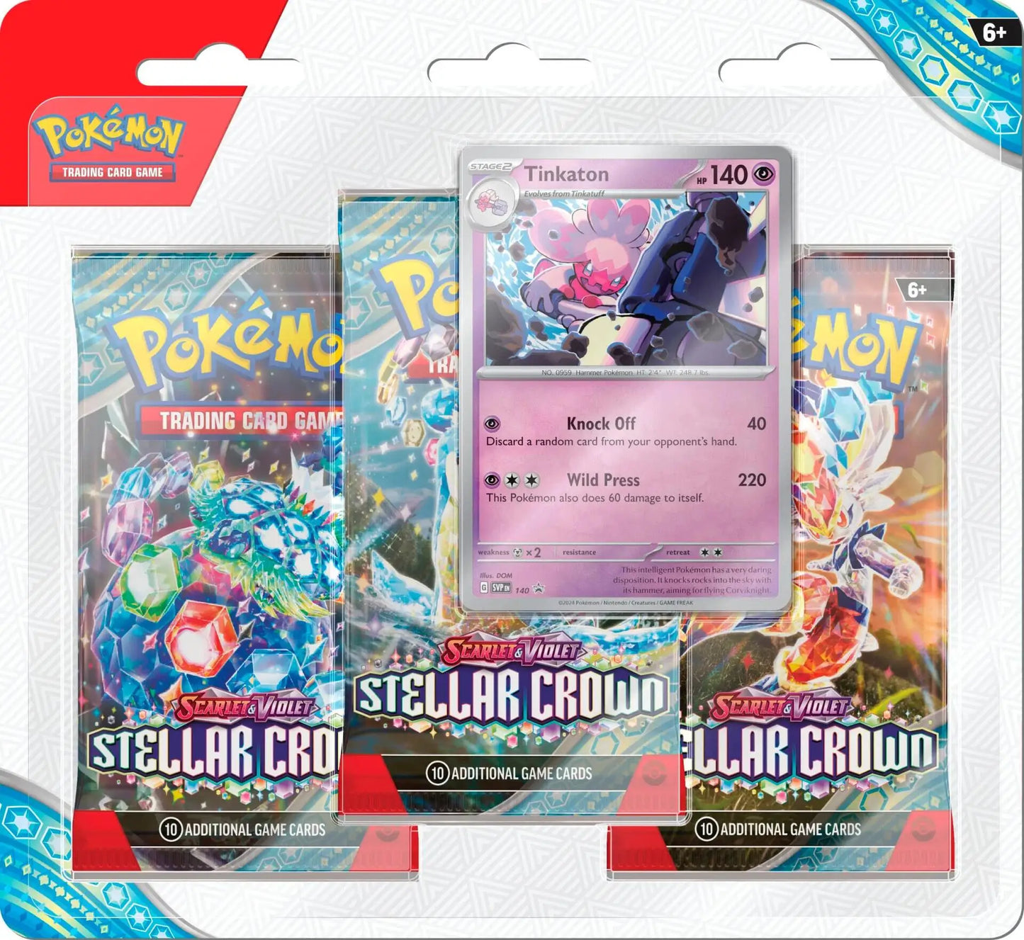 Scarlet & Violet Stellar Crown booster pack bundle with Tinkatink card and packs