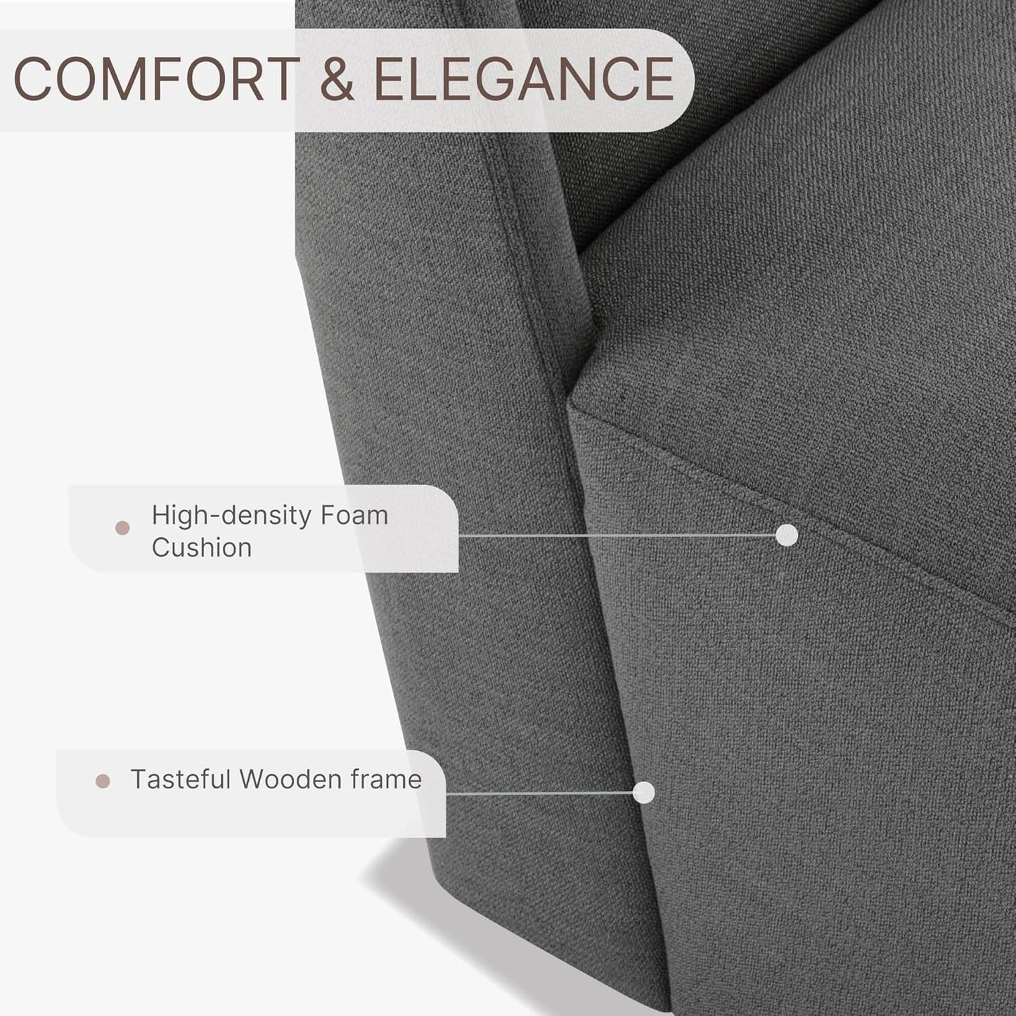 Dining Chairs with Casters No Assembly Upholstered Wingback Single Sofa Armless Deskchair for Bedroom Waiting Room Kitchen Diningroom-4