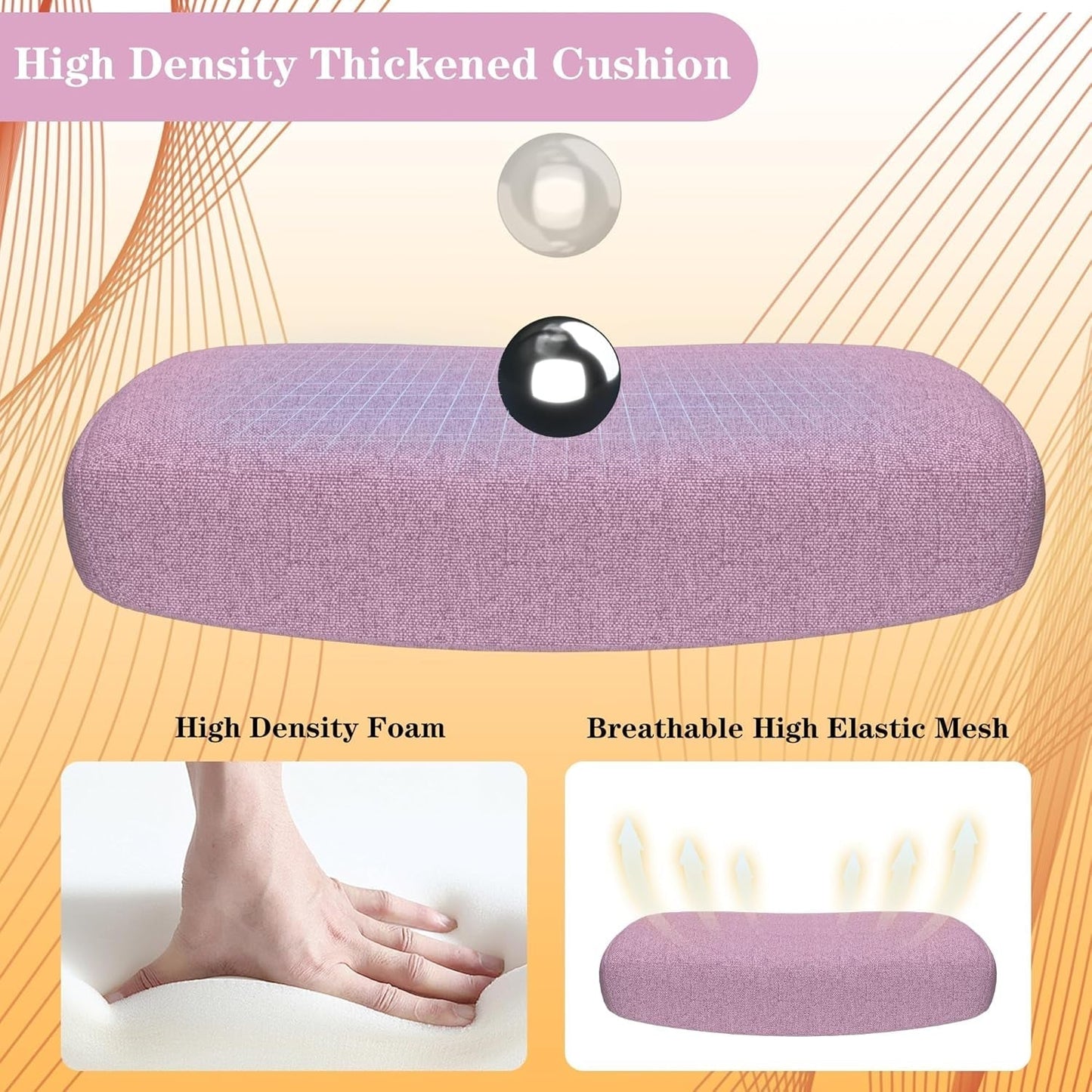 Ergonomic Mesh Office Chair, High Back Computer Desk Chair with Adjustable Lumbar Support & Headrest, Swivel Task Chair with Flip-Up Armrests for Home & Office (English, Light Purple)-4