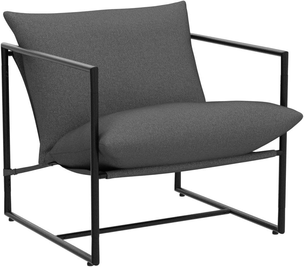 Aidan Sling Chair Dark Grey Metal Frame Shredded Foam-4