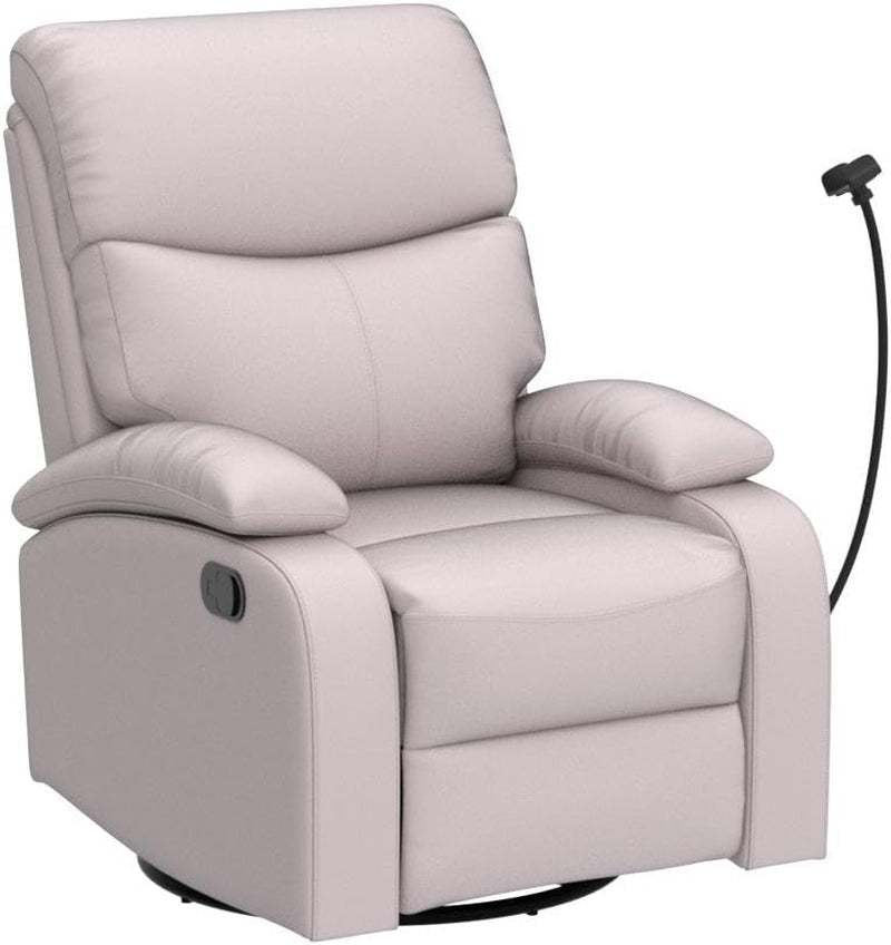 Swivel Rocker Recliner Chair for Adults, Rocking Recliner Chair, Rocker Recliners for Small Spaces, Manual Recliner Lazyboy Single Sofa for Living Room, Nursery, RV, Beige-4