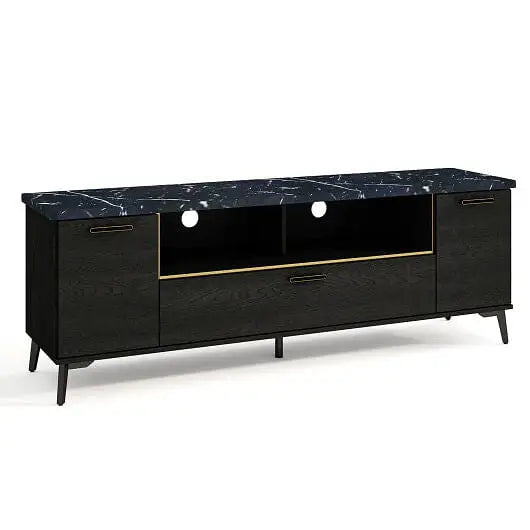 63 Inch TV Stand with Flip Door Cabinet for TVs up to 75 Inch-Black - Color:Black - Entertainment Centers & TV Stands