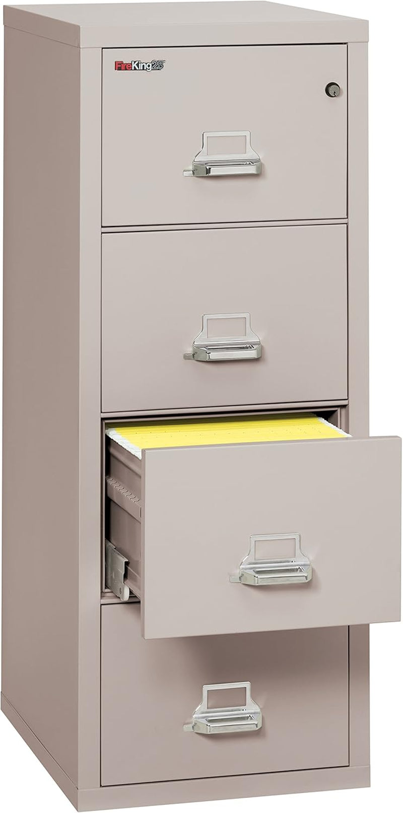 Vertical 4 Drawer Letter Fire Safe File Cabinet with Key Lock, 1 Hour Fire Rated, UL Rated & Water Resistant Home Safe, Made in the USA, Platinum-4
