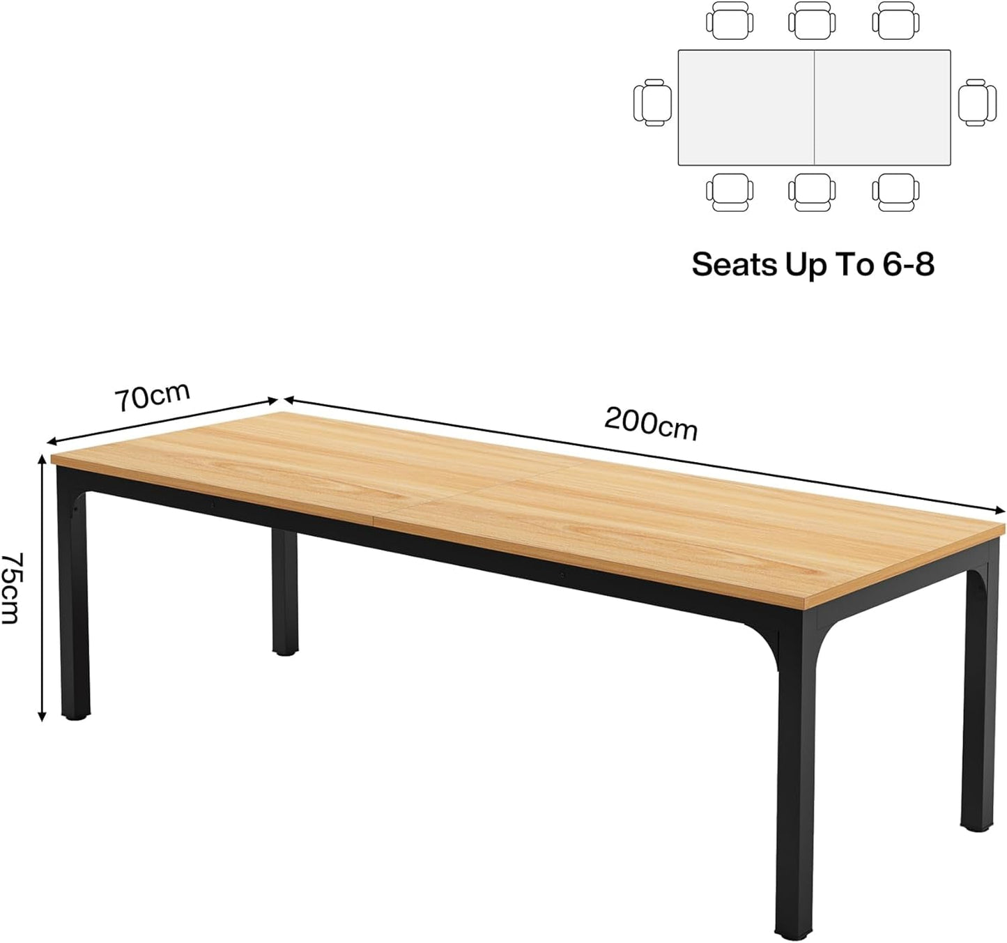 Dining Table for 6-8 People, 78-Inch Large Narrow Long Rectangular Kitchen Dinner Table, 8 Seat Rustic Wood Dining Room Table for Kitchen, Living Room (Only Table)-4