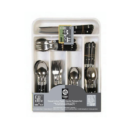 Gibson Home Casual Living 58 Piece Stainless Steel Flatware Set in Black-0