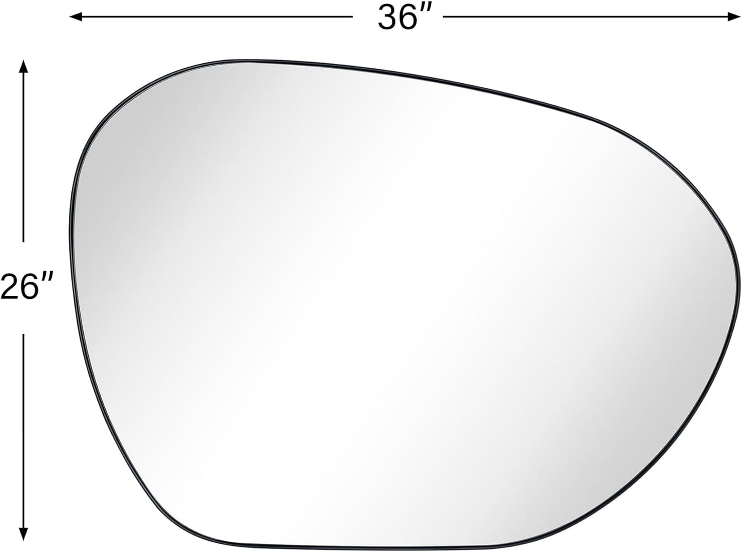 36 x 26 Matte Black Irregular Mirror with Asymmetrical Metal Frame - Stylish Accent Mirror for Bathroom Vanity, Entryway, or Living Room-4