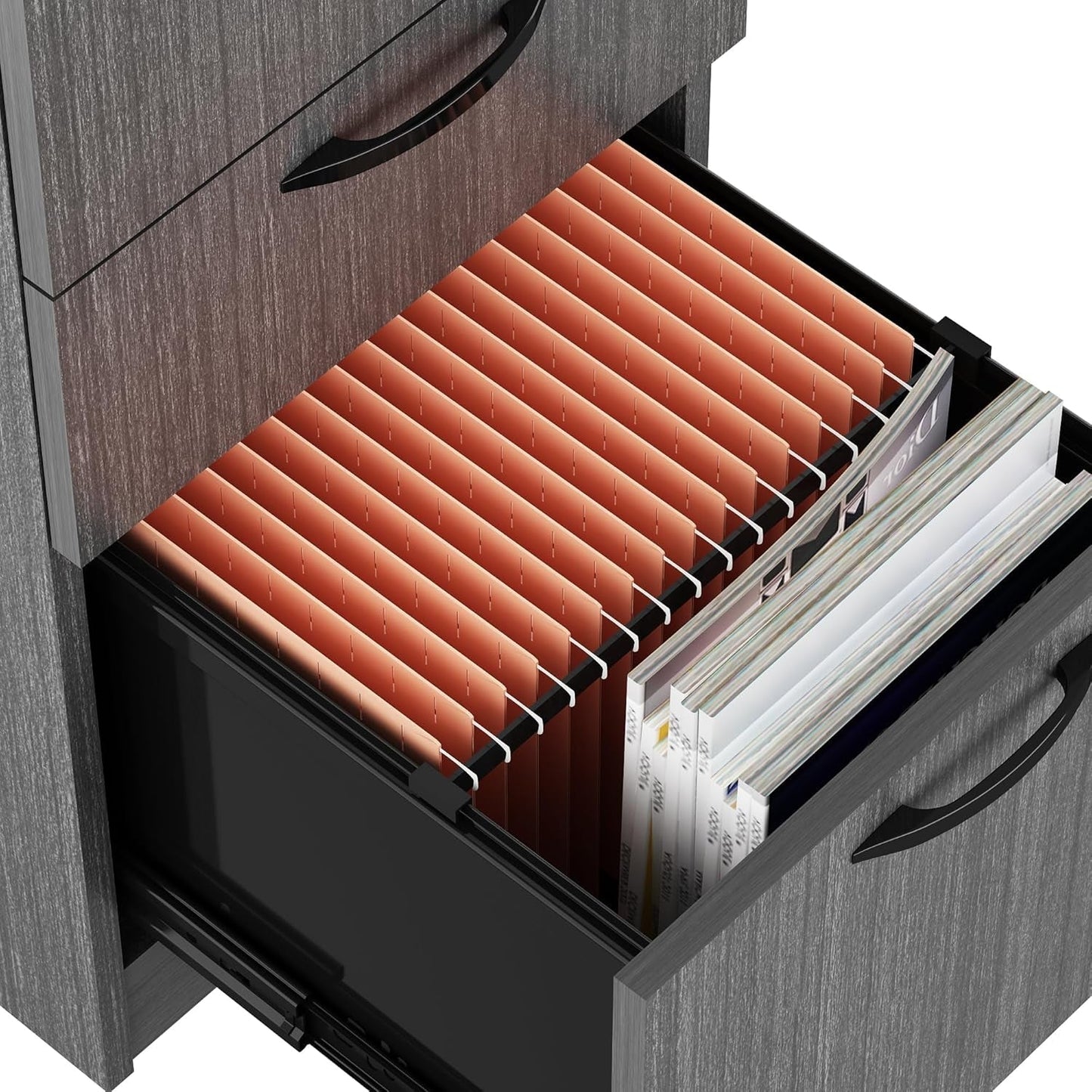 67'' U Shaped Bow Front Executive Desk with 2 Storage File Cabinets-4