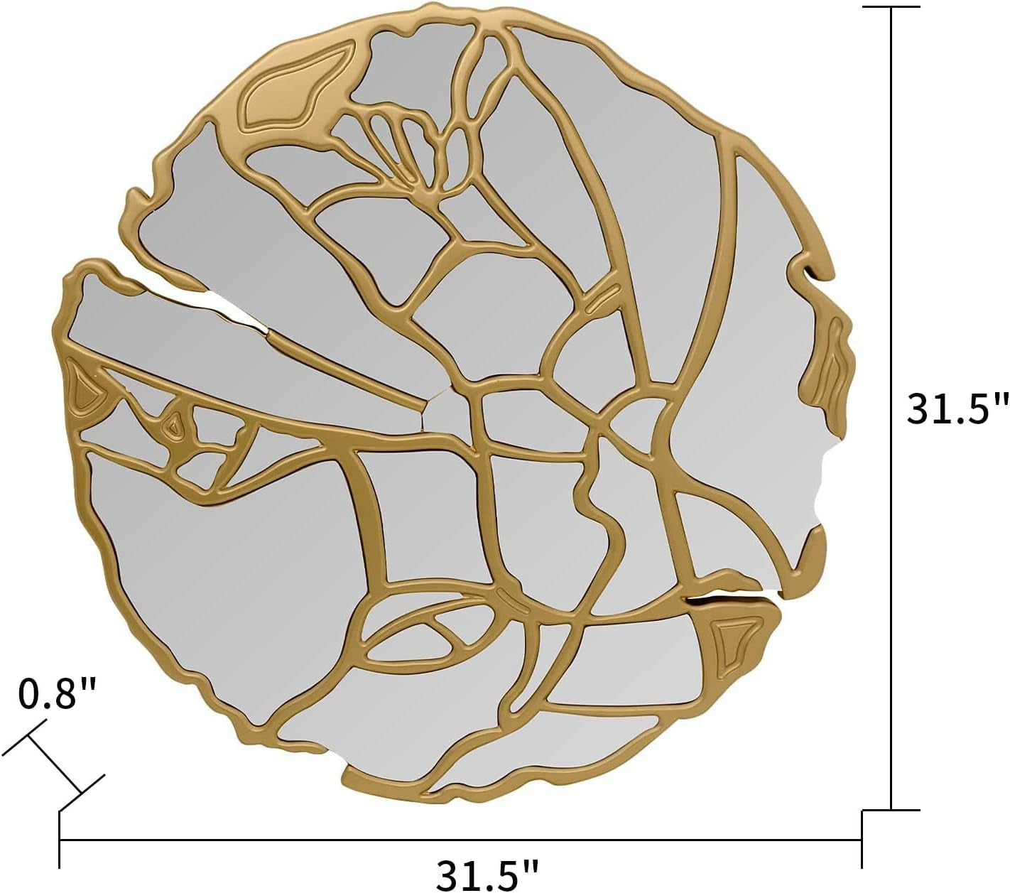Large Irregular Frame Gold Wall Mirror - Decorative Round Mirror for Living Room, Entryway, and Bedroom Wall Decor - 31.5'' Diameter-1