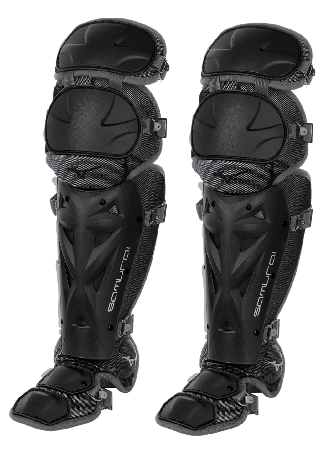 Mizuno Samurai Fastpitch Softball Womens Shin Guards 15" BLACK-GREY