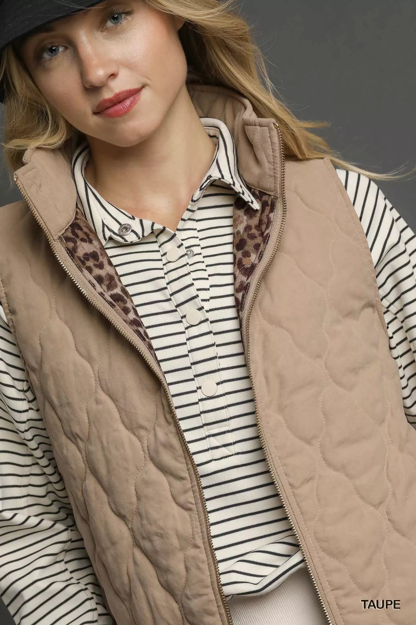 Umgee Quilted Zip-Up Vest