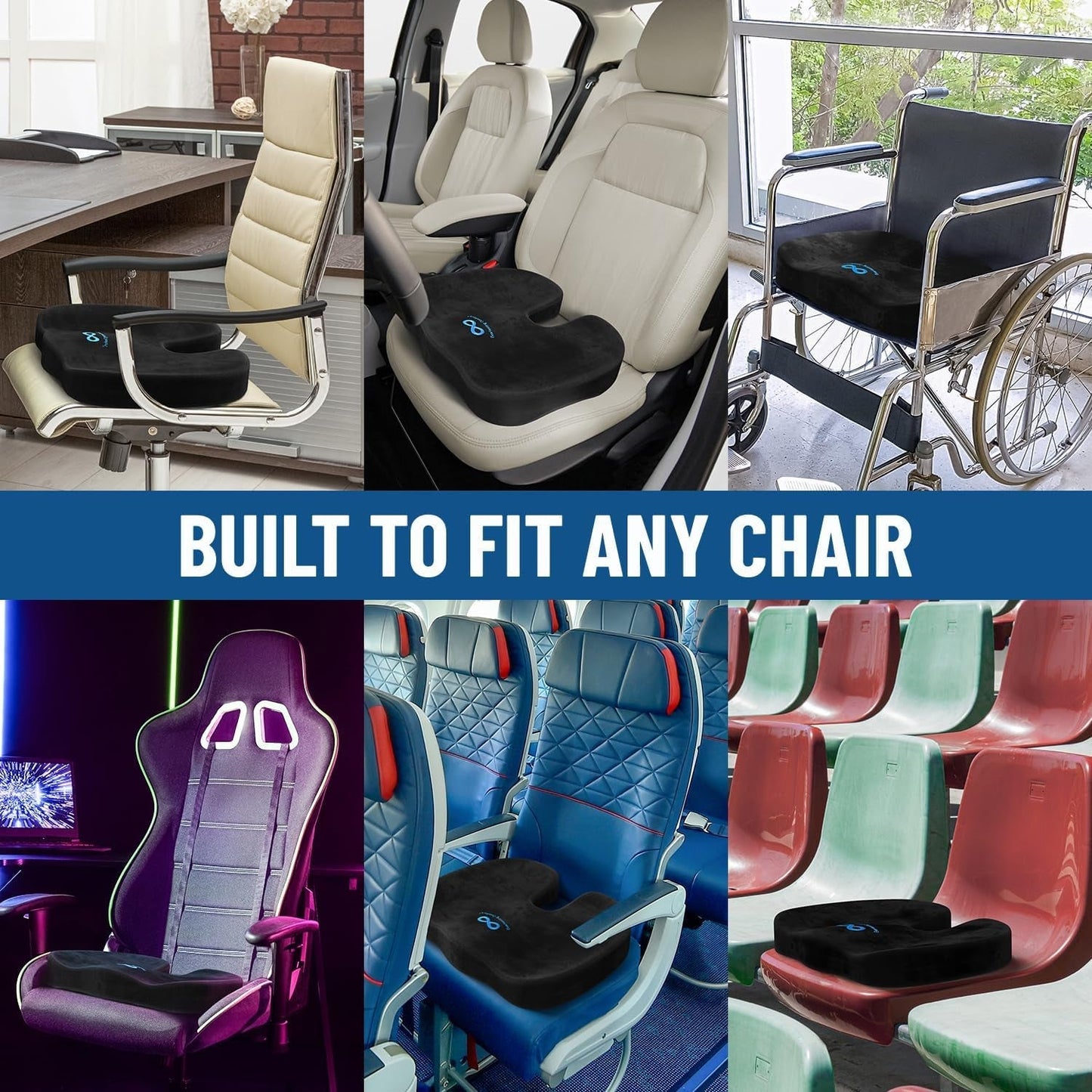 Doctor Recommended Memory Foam Seat Cushions for Office Chairs - HSA FSA Eligible Tailbone Pain Relief Cushion, Sciatica & Back Support, Office Chair Cushion & Car Seat Cushion-4