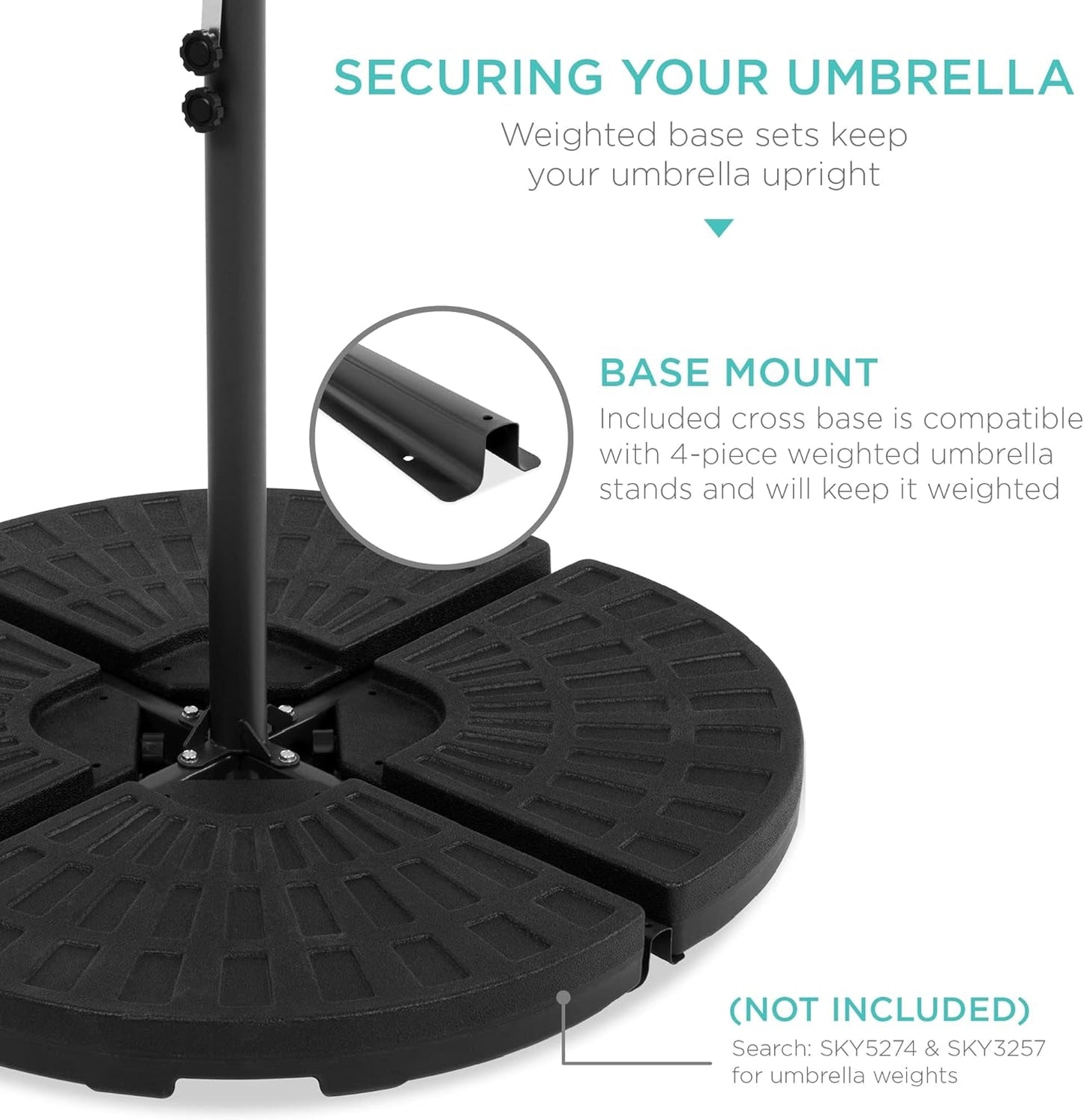 10Ft Offset Hanging Market Patio Umbrella W/Easy Tilt Adjustment, Polyester Shade, 8 Ribs for Backyard, Poolside, Lawn and Garden-4