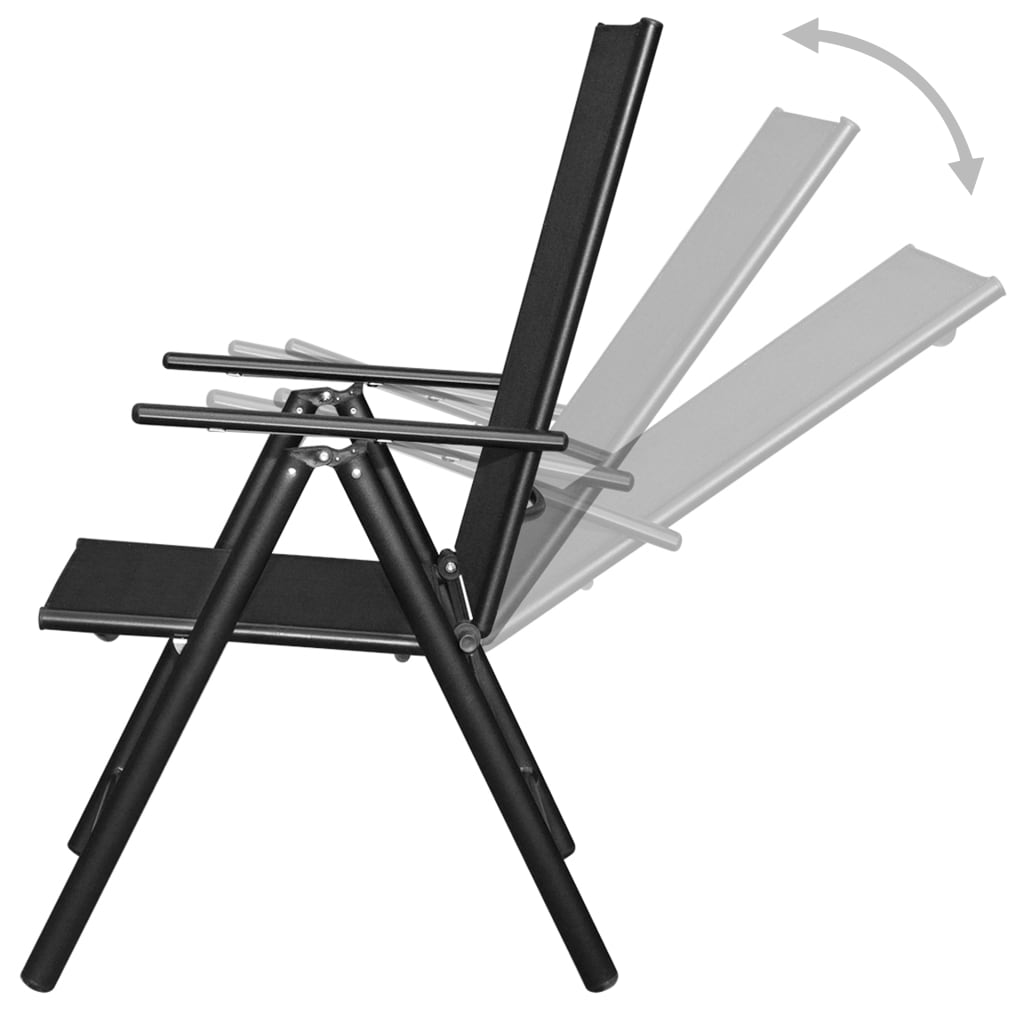 vidaXL 9 Piece Folding Patio Dining Set Aluminum Black-4