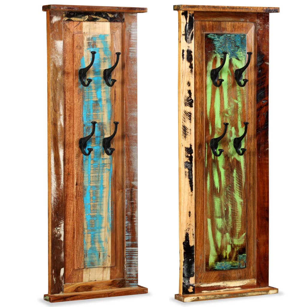 vidaXL Coat Racks 2 pcs Solid Reclaimed Wood 15"x39.4"-4