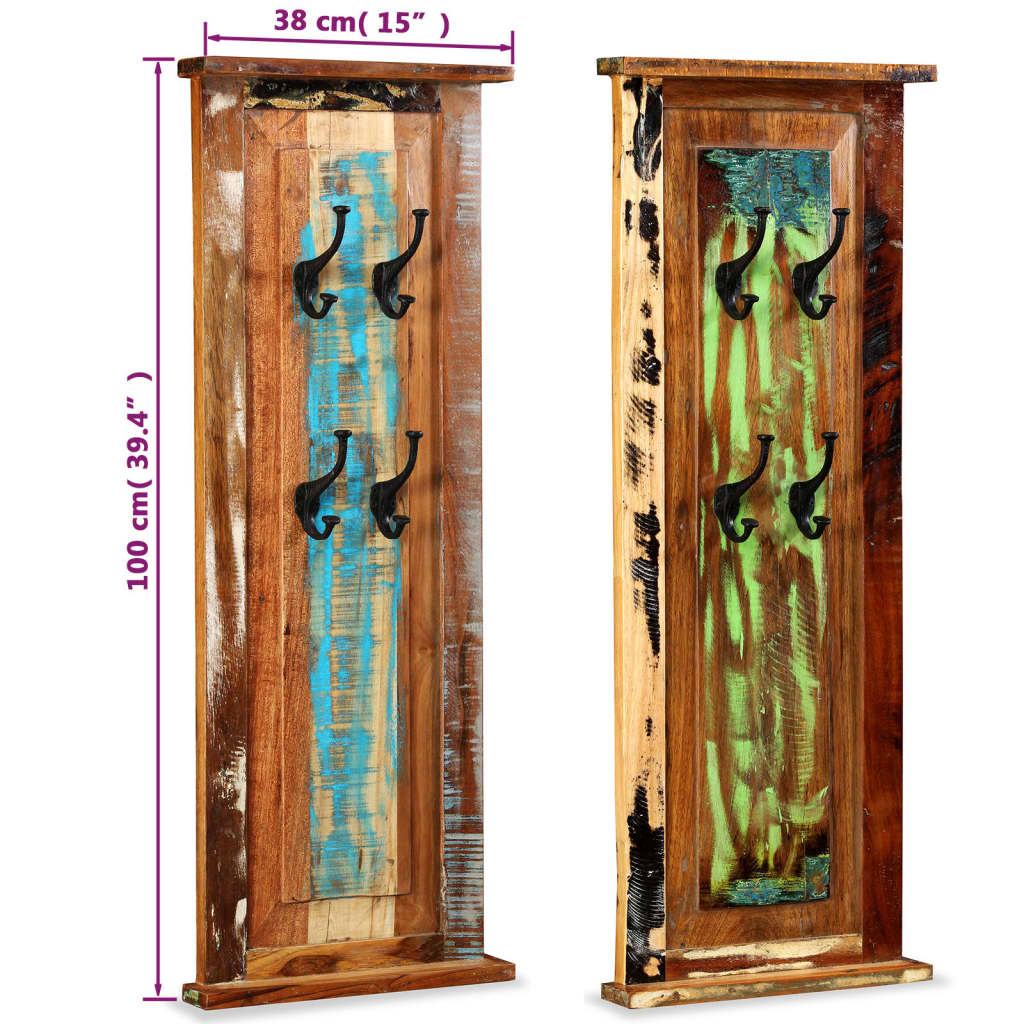 vidaXL Coat Racks 2 pcs Solid Reclaimed Wood 15"x39.4"-0