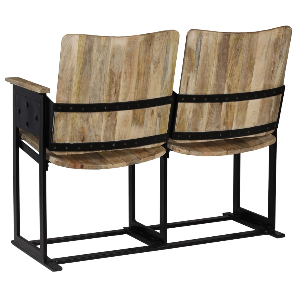 vidaXL 2-Seater Bench Solid Mango Wood and Steel-4