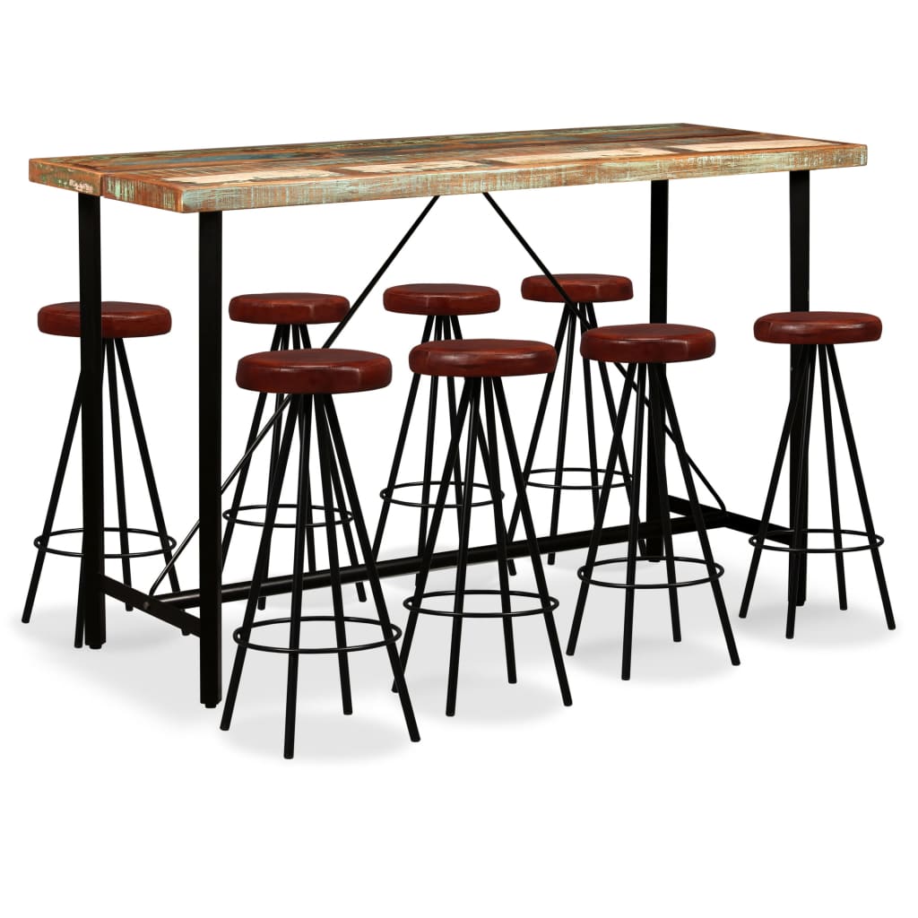 vidaXL Bar Set 3/5/7/9 Piece Solid Reclaimed Wood Table Stool Bistro Seating-6