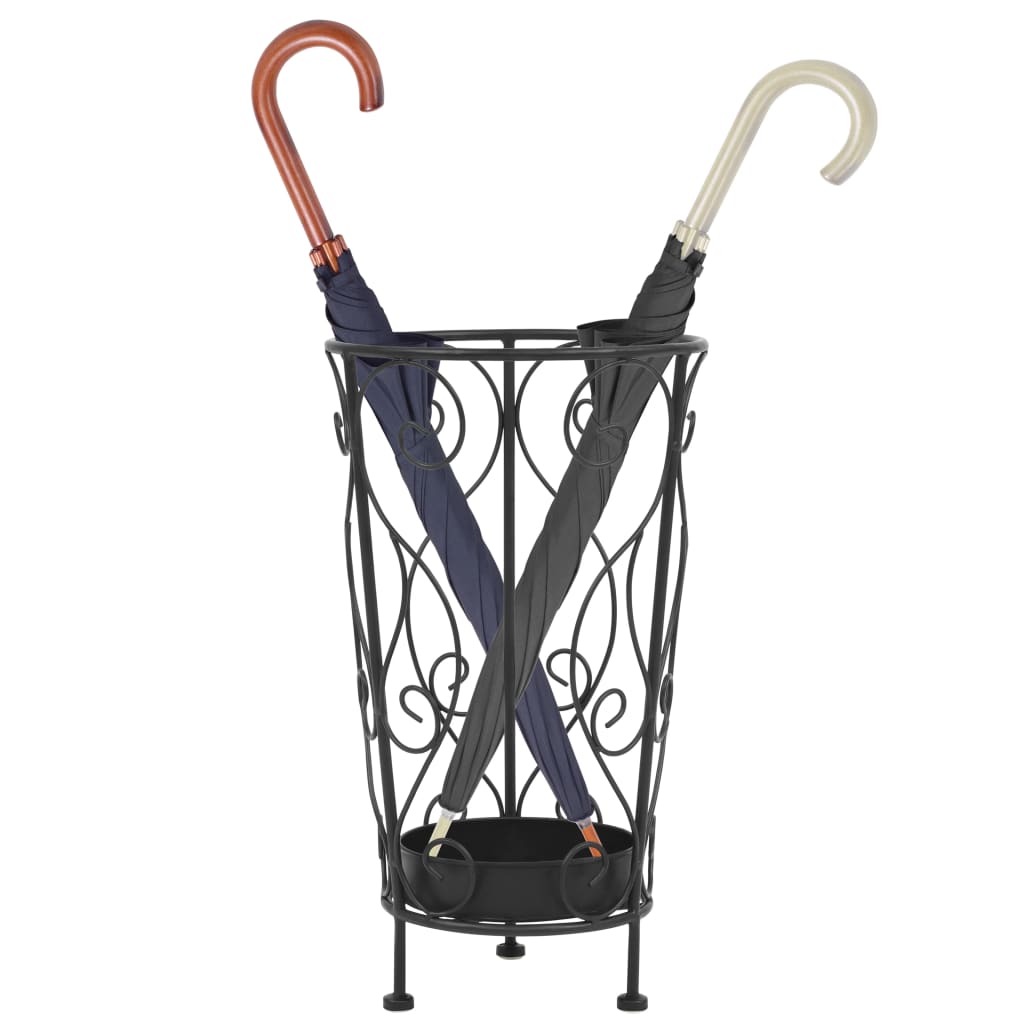 vidaXL Umbrella Stand Vintage Style Metal 10.2"x18.1" Black-1