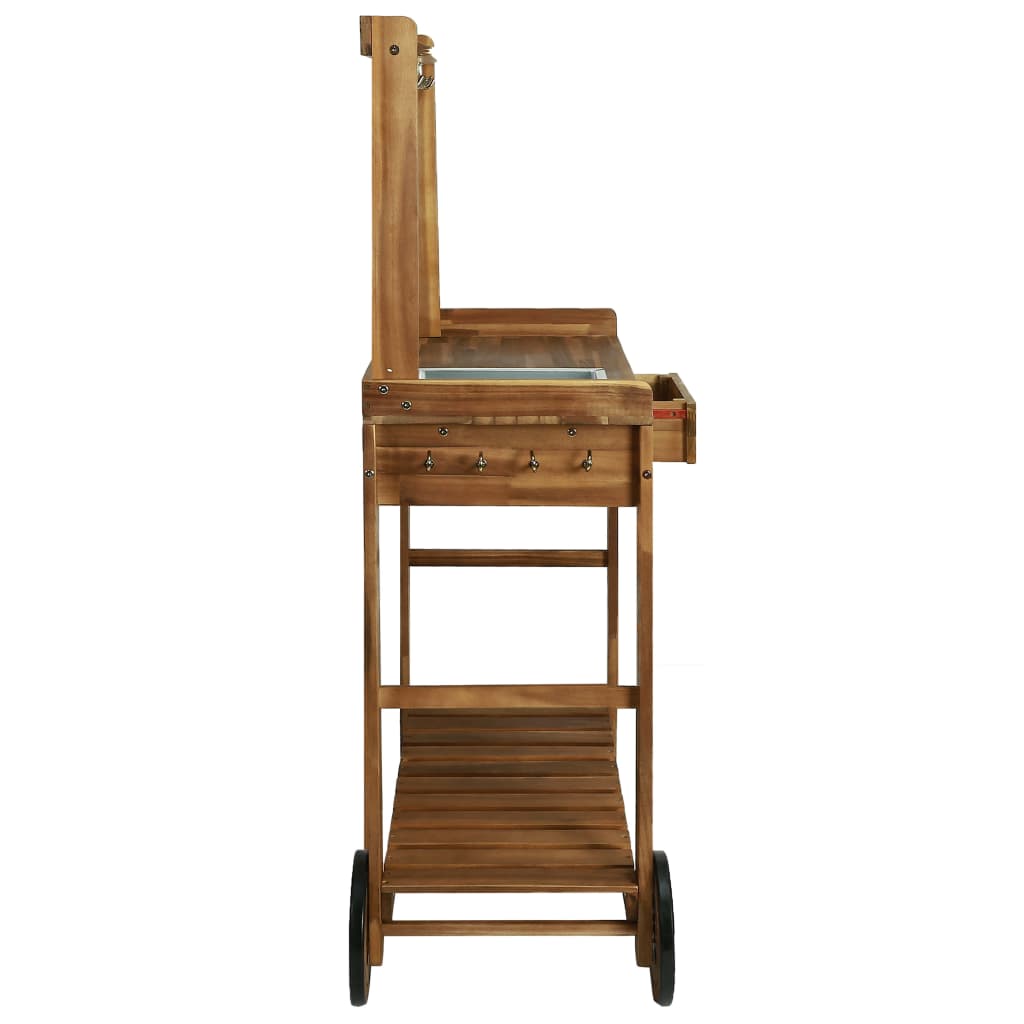 vidaXL Garden Kitchen Trolley Solid Acacia Wood 36.2"x17.1"x55.7"