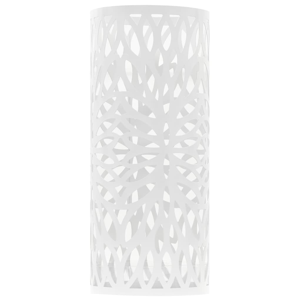 vidaXL Umbrella Stand Leaves Steel White-4