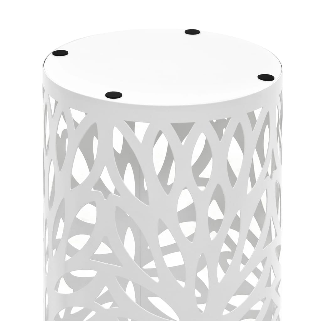 vidaXL Umbrella Stand Leaves Steel White-1