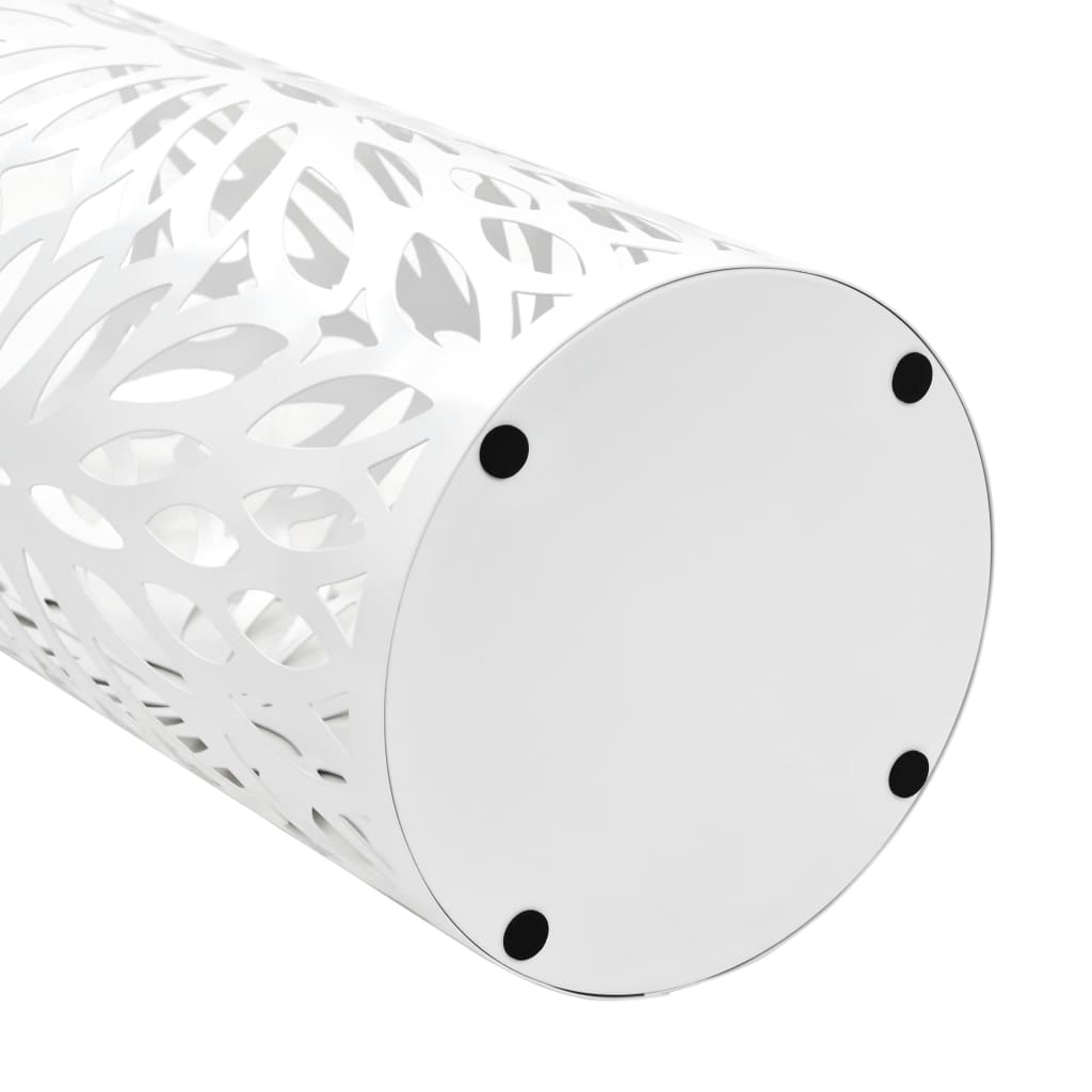 vidaXL Umbrella Stand Leaves Steel White-2