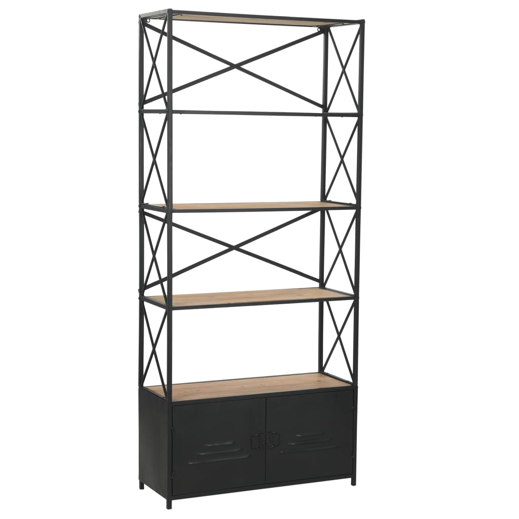 vidaXL Bookcase Solid Firwood and Steel 31.4"x12.7"x70.8"-1
