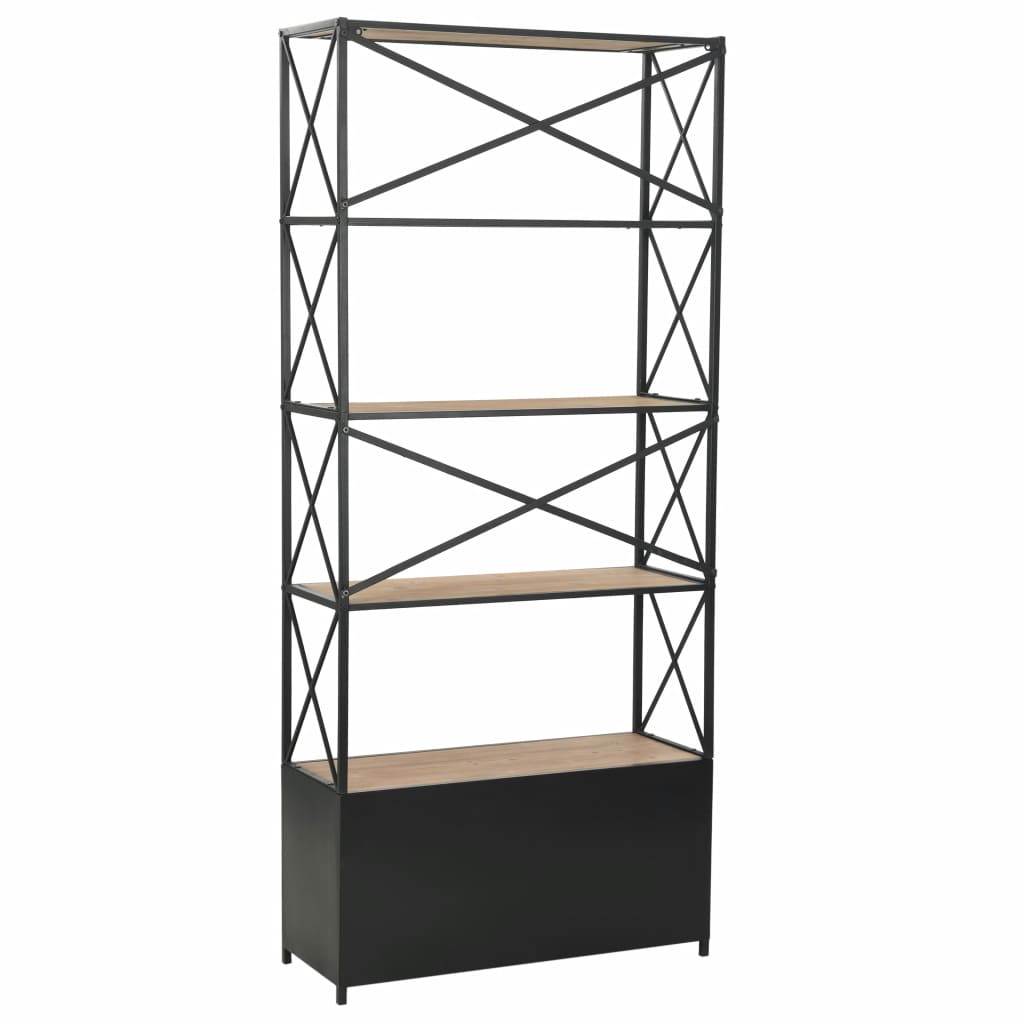 vidaXL Bookcase Solid Firwood and Steel 31.4"x12.7"x70.8"-4