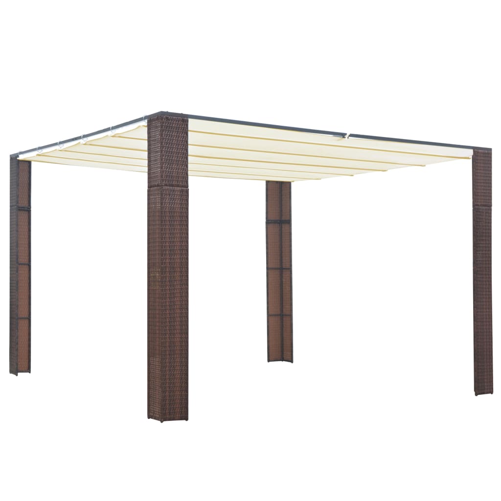 vidaXL Gazebo Outdoor Canopy Tent Patio Pavilion Shade with Roof Poly Rattan-2