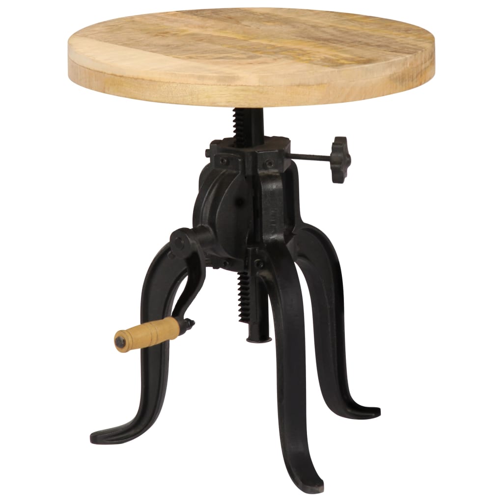 vidaXL Side Table 17.7"x (17.7"-24.4") Solid Mango Wood and Cast Iron-1