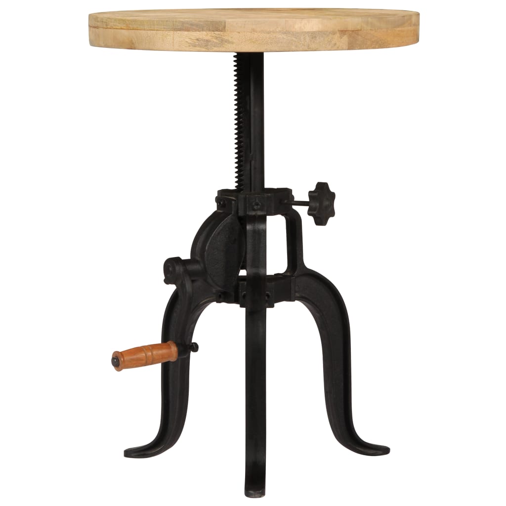 vidaXL Side Table 17.7"x (17.7"-24.4") Solid Mango Wood and Cast Iron-2