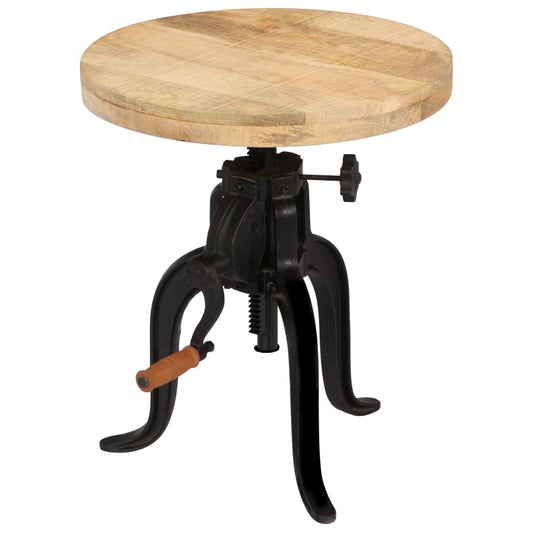 vidaXL Side Table 17.7"x (17.7"-24.4") Solid Mango Wood and Cast Iron-0