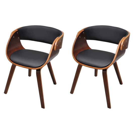 vidaXL Dining Chair Kitchen Chair with Armrests Bent Wood and Faux Leather-0