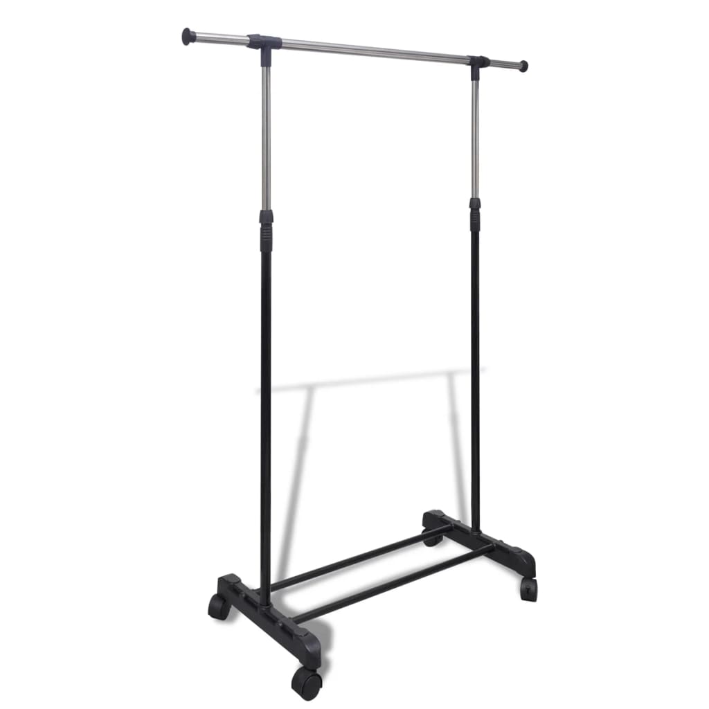 vidaXL Adjustable Clothes Rack 4 Castors 2 Hanging Rails-0