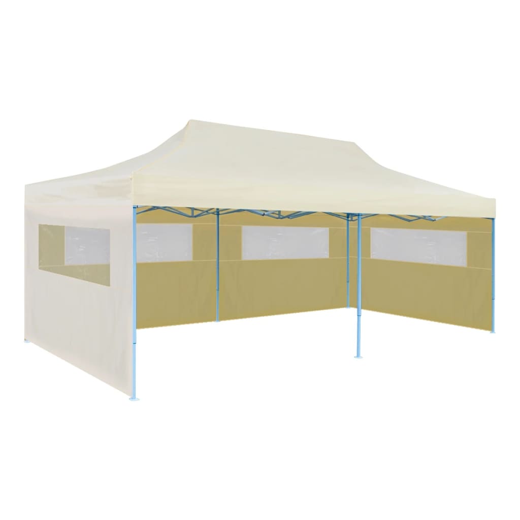 vidaXL Party Tent Foldable Pop-up Gazebo Patio Pavilion Canopy Tent Cream-4