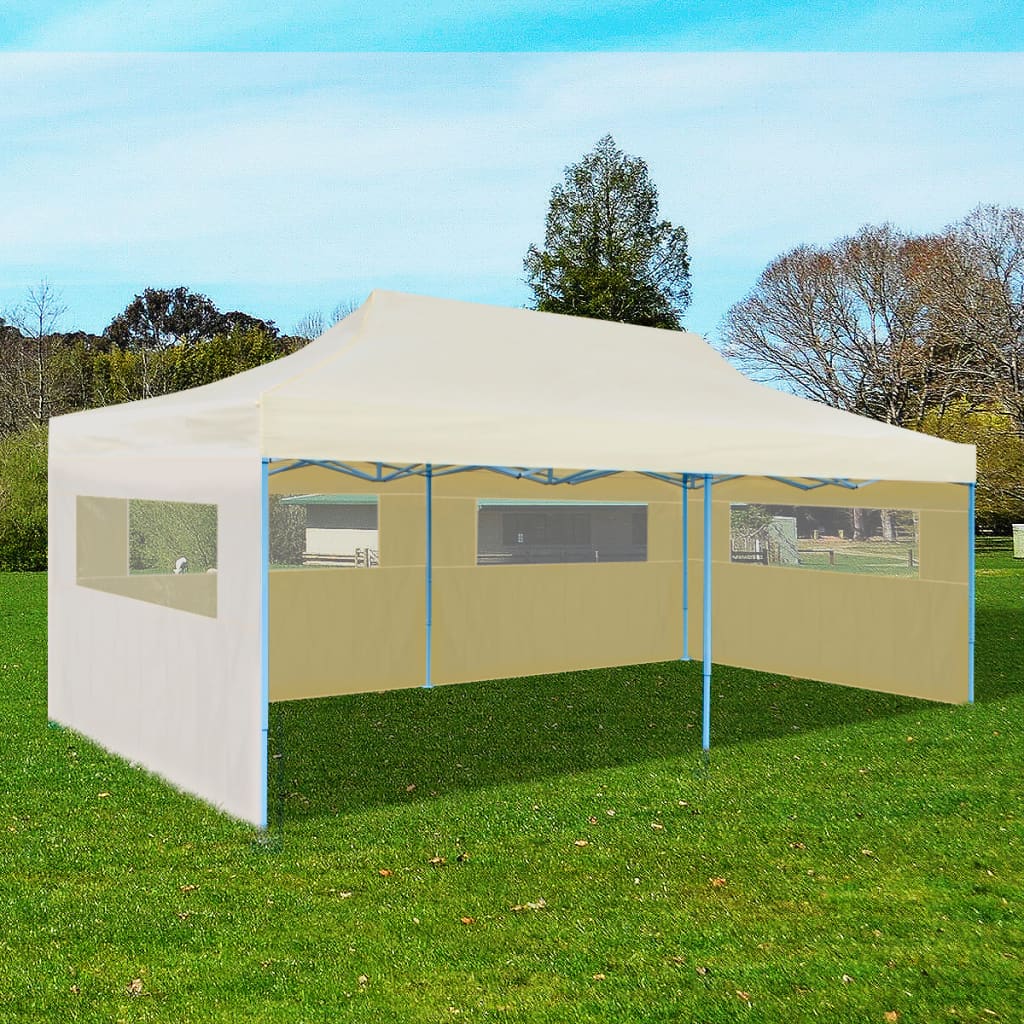 vidaXL Party Tent Foldable Pop-up Gazebo Patio Pavilion Canopy Tent Cream-1