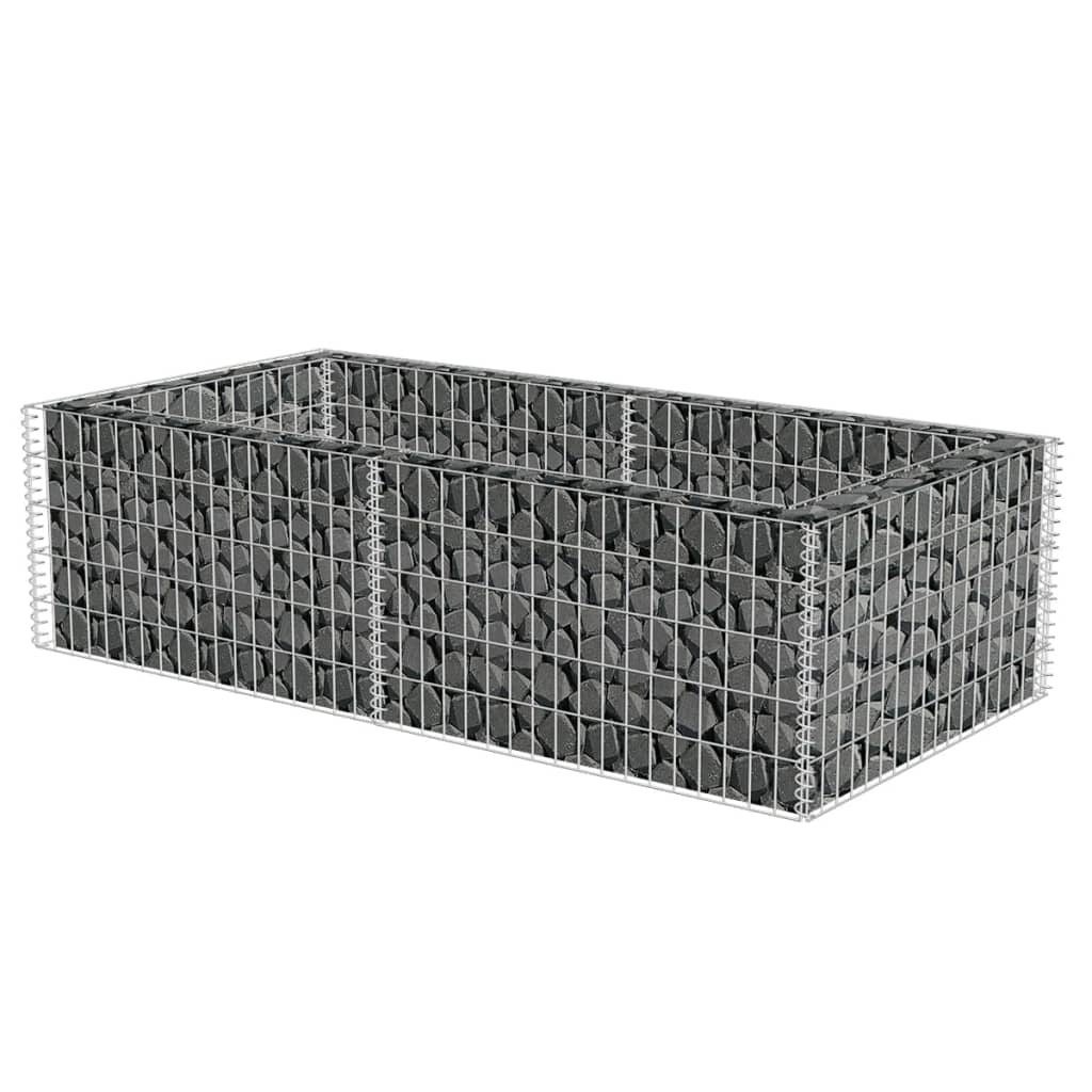 vidaXL Gabion Planter Gabion Basket Post Raised Garden Bed Galvanized Steel-4