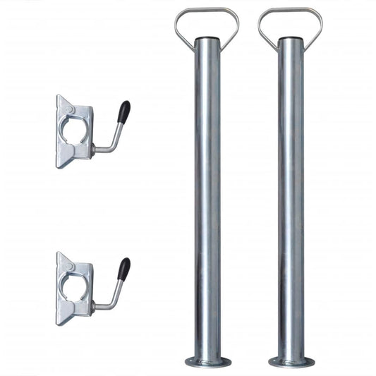 vidaXL 2 Support Tubes with 2 Split Clamps for 1.9" Jockey Wheel-0