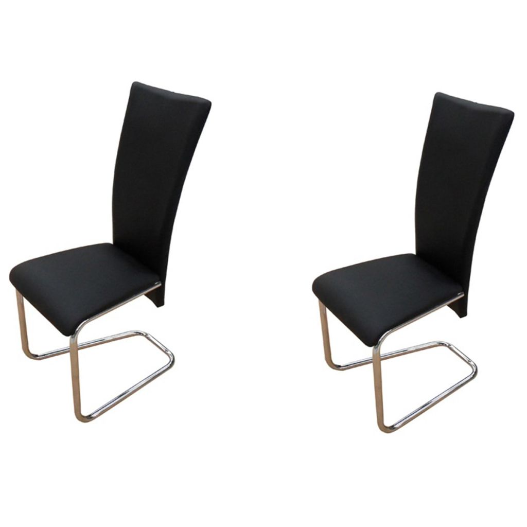 vidaXL Dining Chairs 2 pcs Black Faux Leather-1