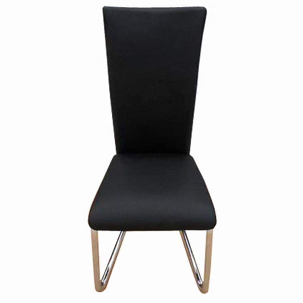 vidaXL Dining Chairs 2 pcs Black Faux Leather-3