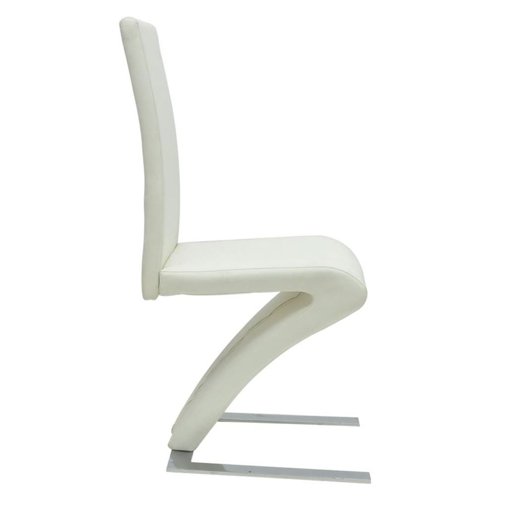 vidaXL Dining Chairs 2 pcs White Faux Leather-4
