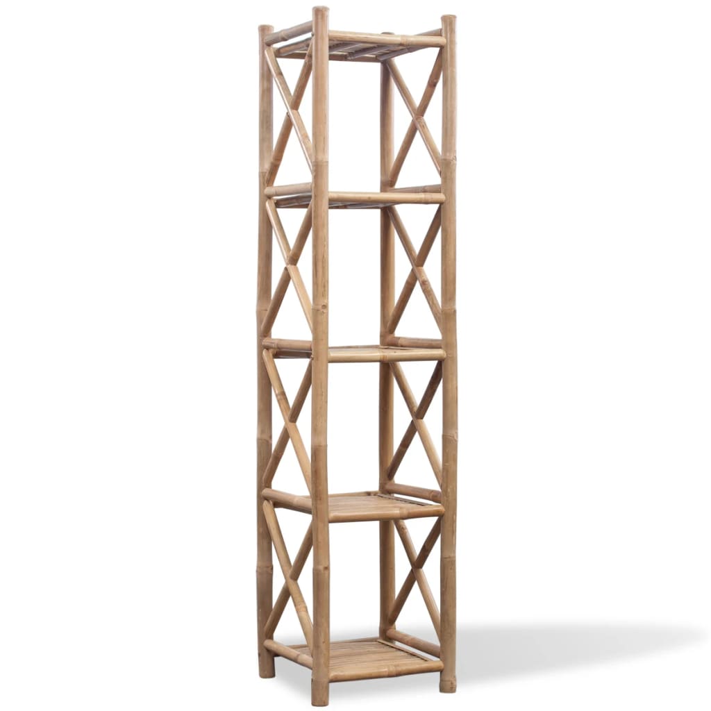 vidaXL 3/4/5-Tier Square Bamboo Shelf Display Shelving Rack Stand Organizer-1
