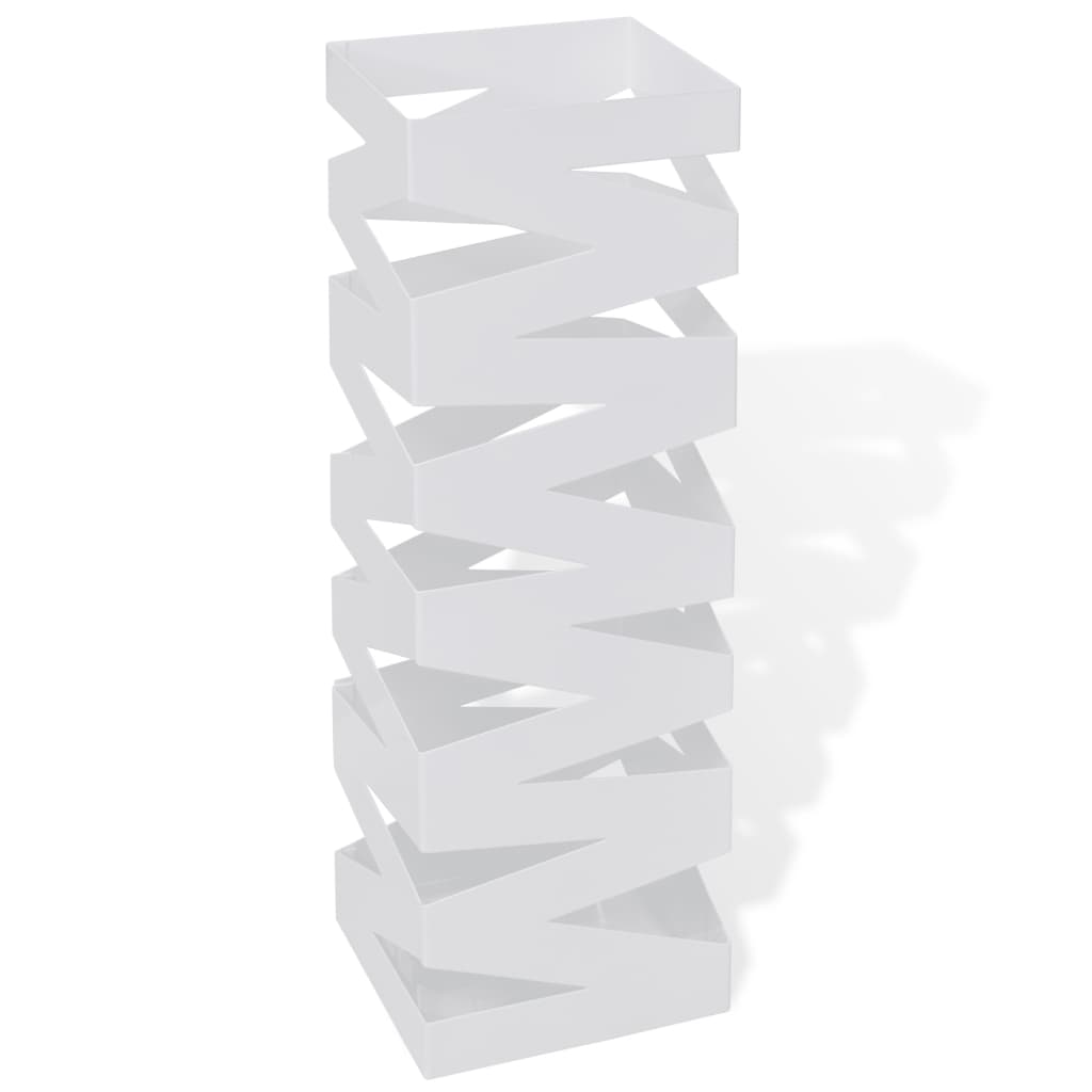 vidaXL White Square Umbrella Stand Storage Holder Walking Stick Steel 19.1"-0