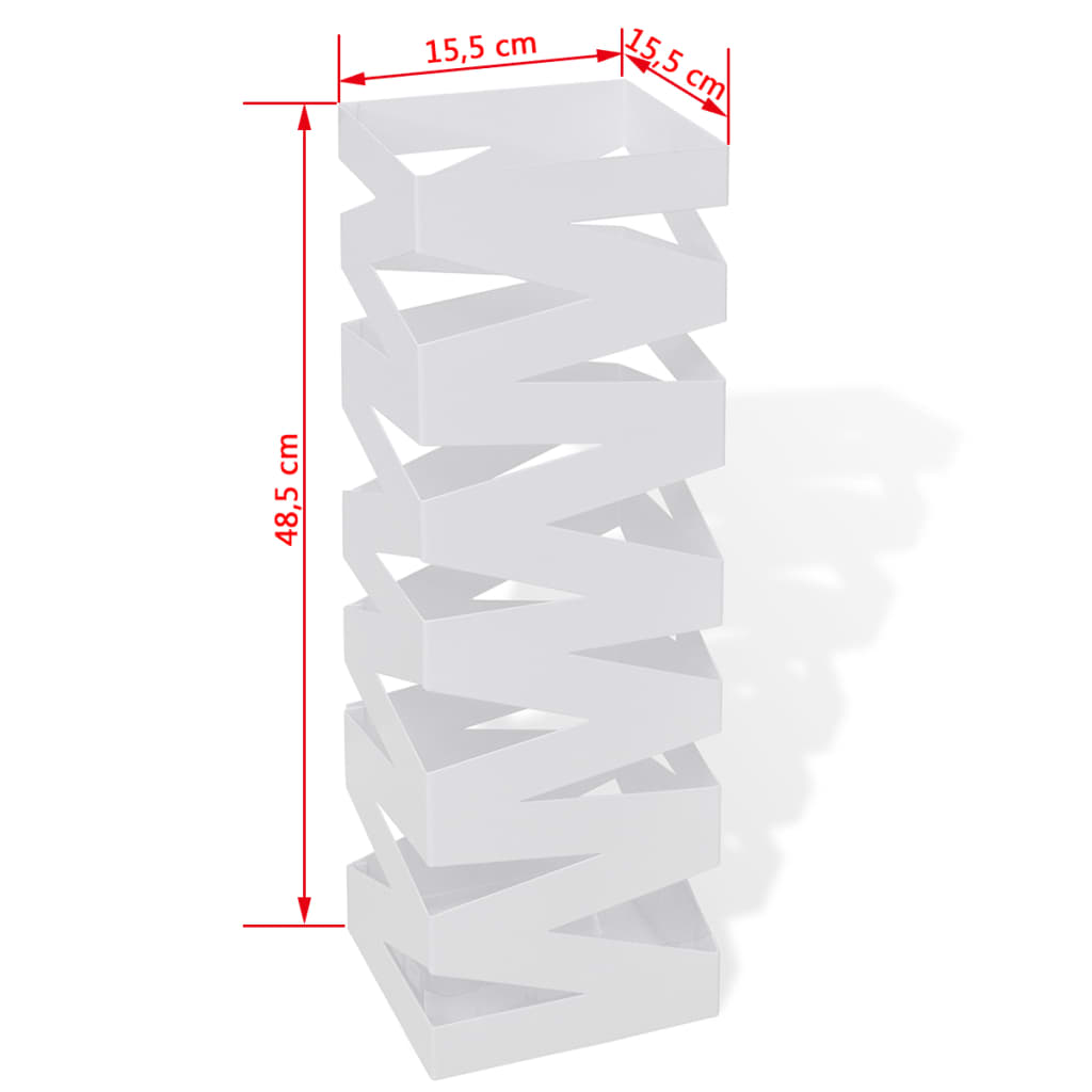 vidaXL White Square Umbrella Stand Storage Holder Walking Stick Steel 19.1"-3