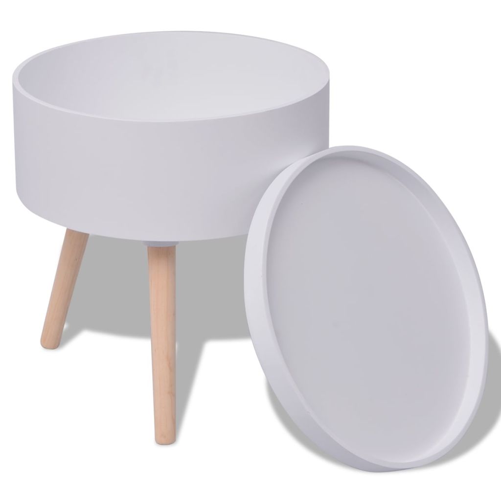 vidaXL Side Table with Serving Tray Accent Sofa End Table Furniture Round-2