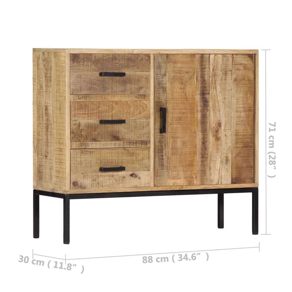 vidaXL Sideboard 34.6"x11.8"x28" Solid Mango Wood-2