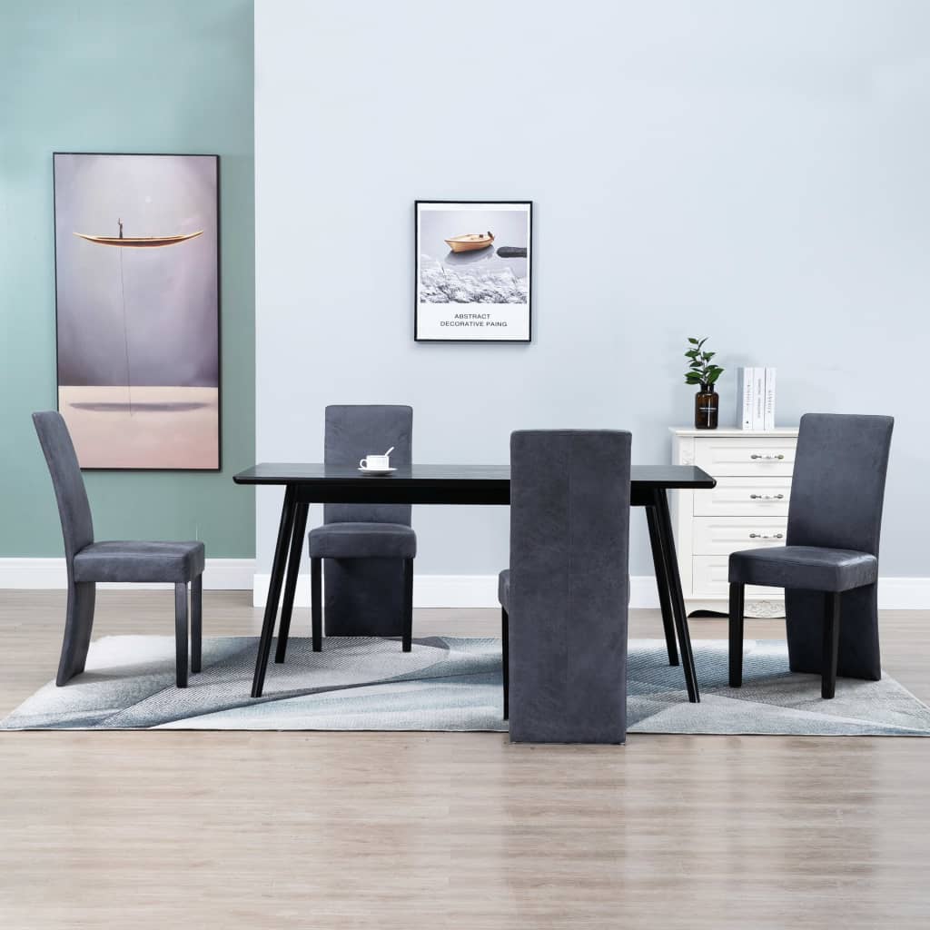 vidaXL Dining Chairs Accent Side Chair for Home Kitchen Faux Suede Leather-7