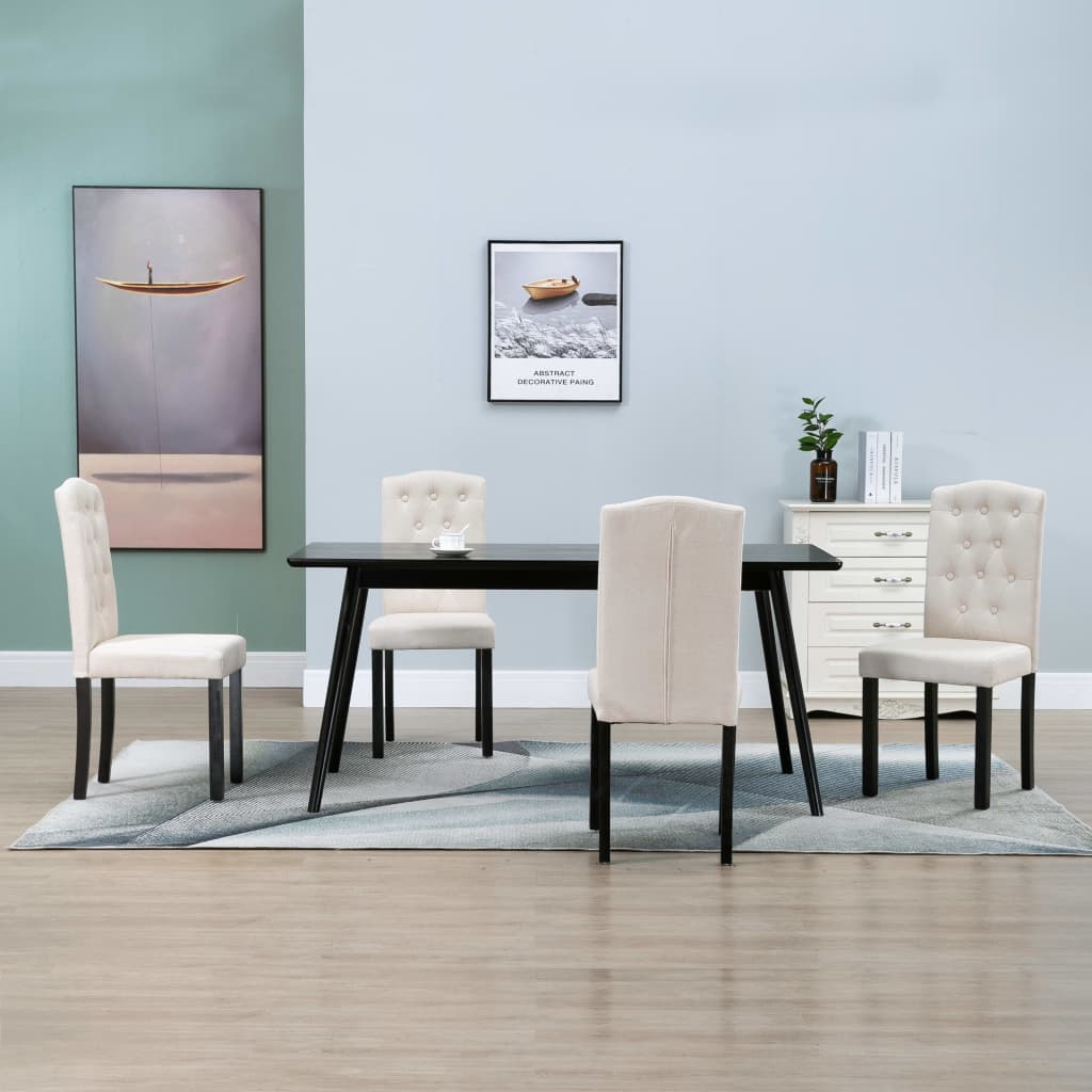 vidaXL Dining Chairs Accent Side Chair with Solid Wood Legs for Kitchen Fabric-9